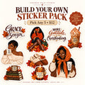 Build Your Own Church Folk Sticker Pack featuring fall sticker designs, pick any 5 for $12