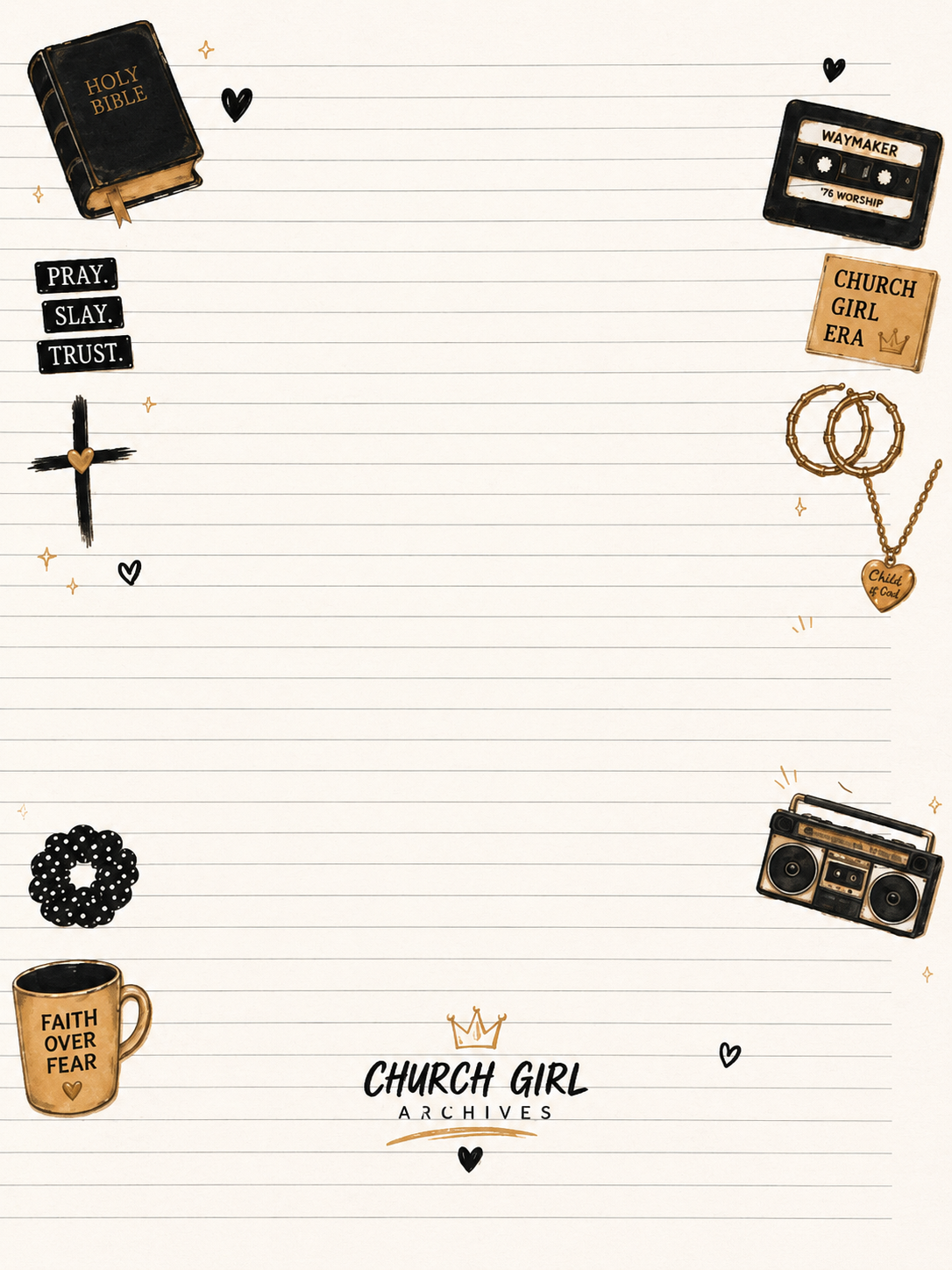 Church Girl Archives 90s lined notebook interior page with vintage Black church culture details
