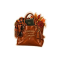 Brown fall tote bag with Bible, plaid scarf, autumn flowers and the words Covered in Every Season