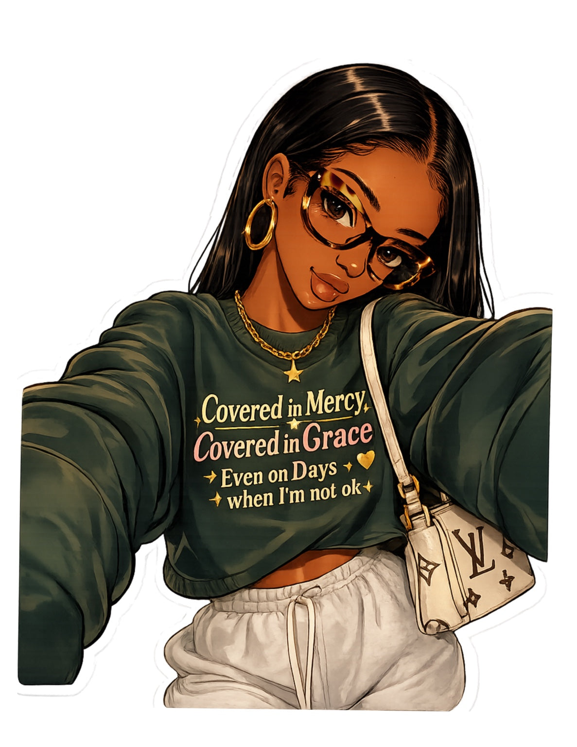 Covered in Mercy Covered in Grace sticker included in the Keep Going Sticker Pack