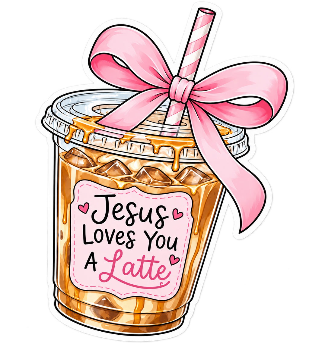 Jesus Loves You A Latte sticker included in the Lord, It's Me Again Sticker Pack
