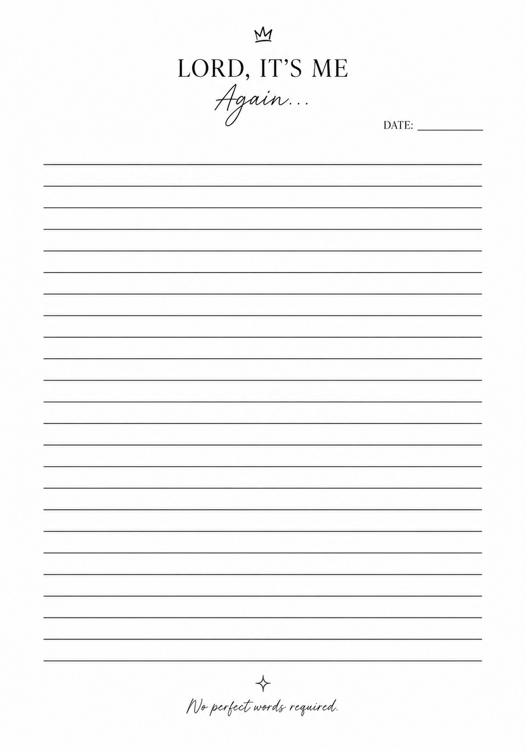 Lord, It’s Me Again guided prayer journal lined writing page
