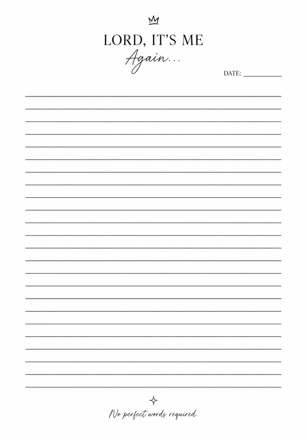Lord, It’s Me Again guided prayer journal lined writing page